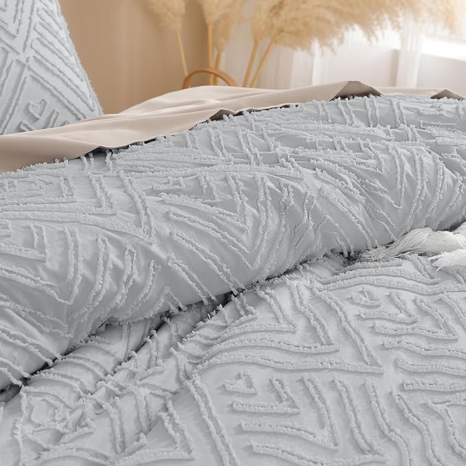 Andency Light Grey Oversized King Comforter 120''x120'', 3 Pieces Gray Super - Image 5