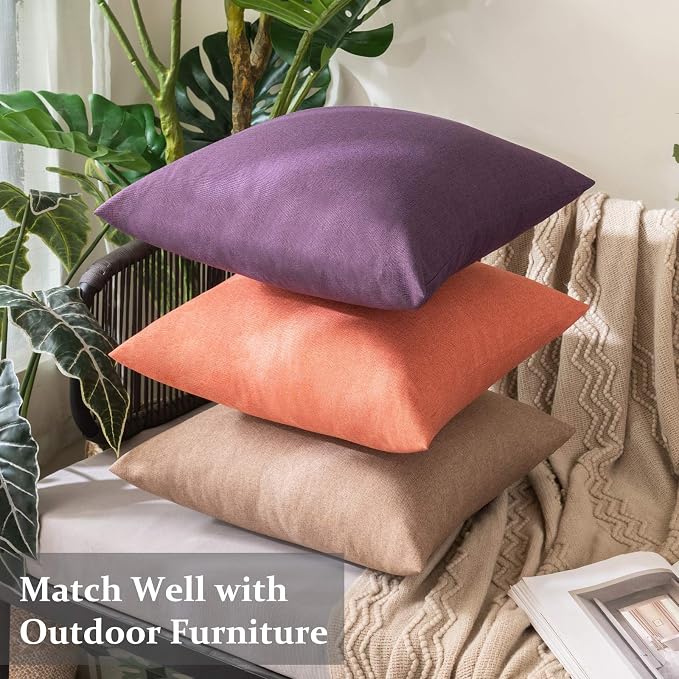 MIULEE Pack of 2 Decorative Outdoor Solid Waterproof Throw Pillow Covers Faux - Image 3