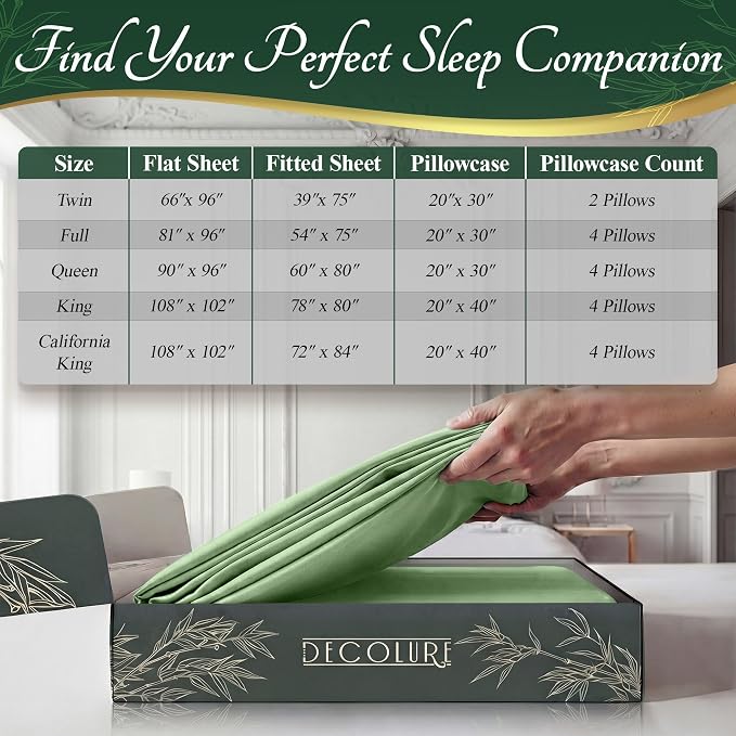 DECOLURE 100% Viscose Derived from Bamboo Sheets Full Size - Image 8