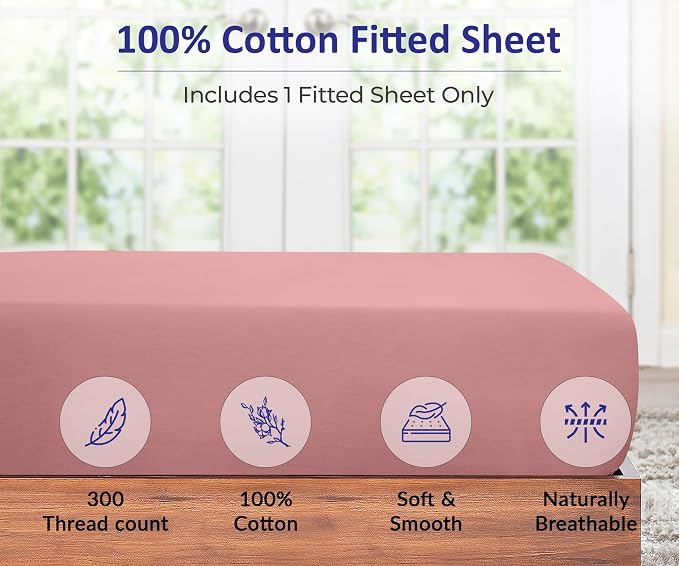 ROYALE LINENS 300 Thread Count 100% Long Staple Combed Cotton Fitted Sheet Queen - Image 3
