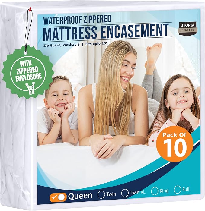 Utopia Bedding Queen Mattress Protector Zippered, 100% Waterproof Bed Bug and by UTOPIABEDDING