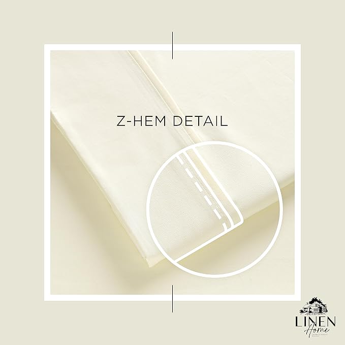 Linen Home 100% Cotton Percale Weave Fitted Sheet, Queen Size, 1 Deep Pocket - Image 3