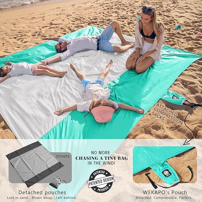 WEKAPO Beach Blanket Sandproof Waterproof, Extra Large Beach Mat, Oversized & - Image 3