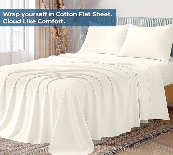 Royale Linens 100% Organic Cotton Twin XL Flat Sheet Only - Image 2