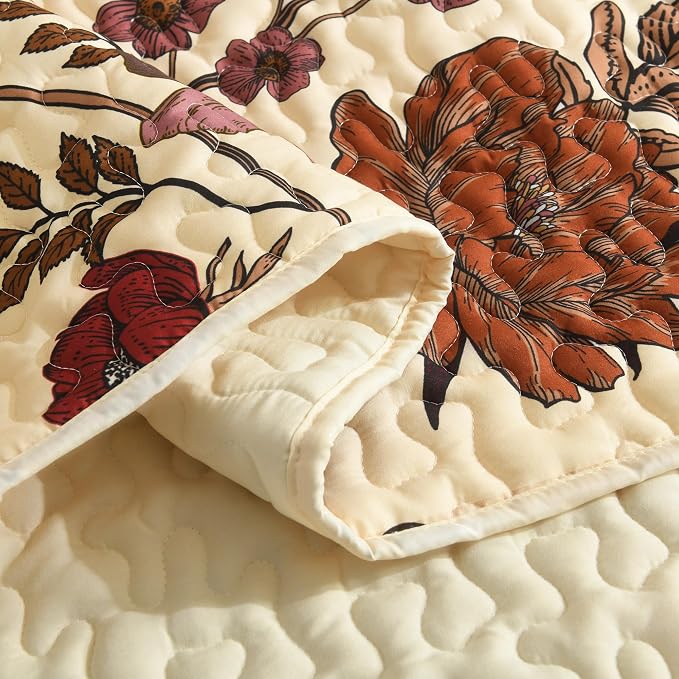 Litanika Floral Beige Quilt California King Size - Image 5