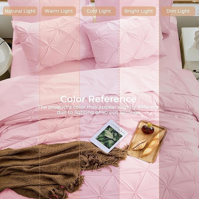 Sasttie Full Size Comforter Set, 7-Piece Bed in a Bag, Pintuck Bedding Set - Image 9