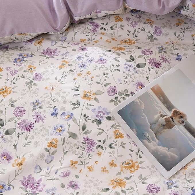 mixinni Floral Duvet Cover Set Twin XL Size, 100% Cotton 3-Piece Bedding Set - Image 8