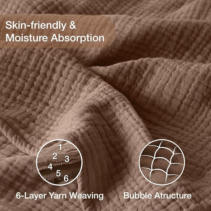 100% Cotton Muslin Blanket Twin 66" x 90", Breathable and Lightweight Cotton - Image 3