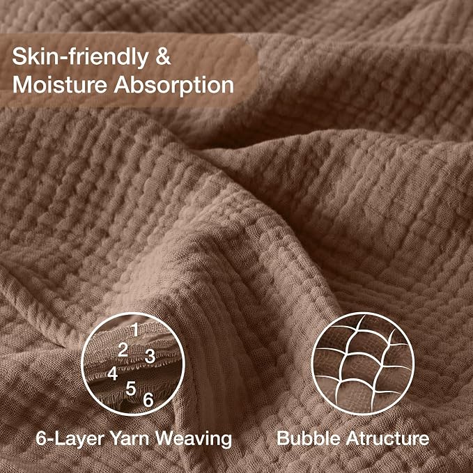 100% Cotton Muslin Blanket Twin 60" x 80", Breathable and Lightweight Cotton - Image 3