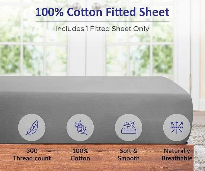 ROYALE LINENS 300 Thread Count 100% Long Staple Combed Cotton Fitted Sheet Twin - Image 3