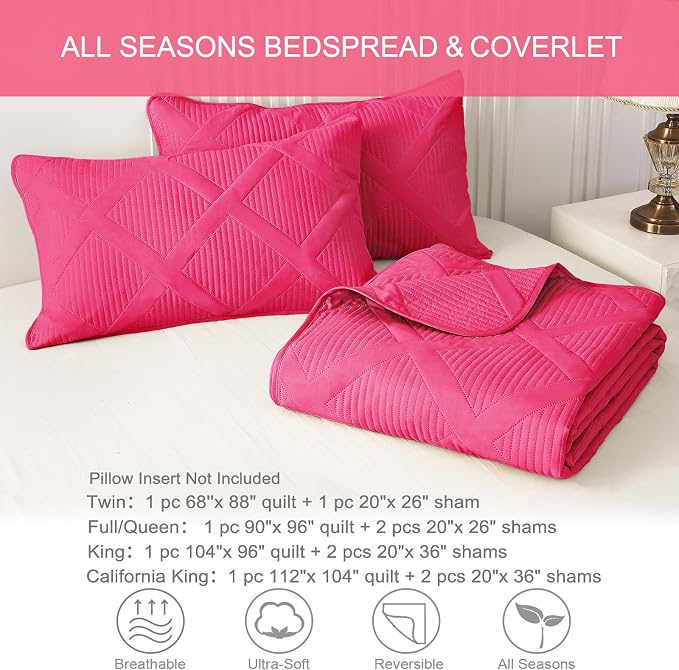 Exclusivo Mezcla Oversized King Quilt Set- Hot Pink Cal King Quilts Bedding Set - Image 6