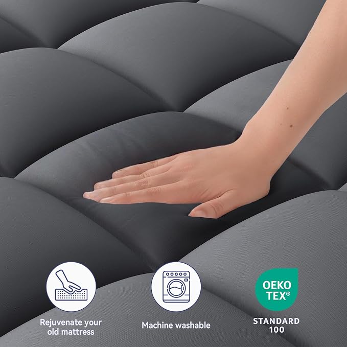 ELEMUSE Twin XL Grey Mattress Topper - Image 3