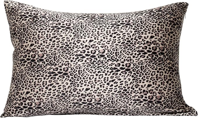 MANSPHIL Leopard Brown Print 100% Silk Pillowcase King Size, Hidden Zipper by MANSPHIL