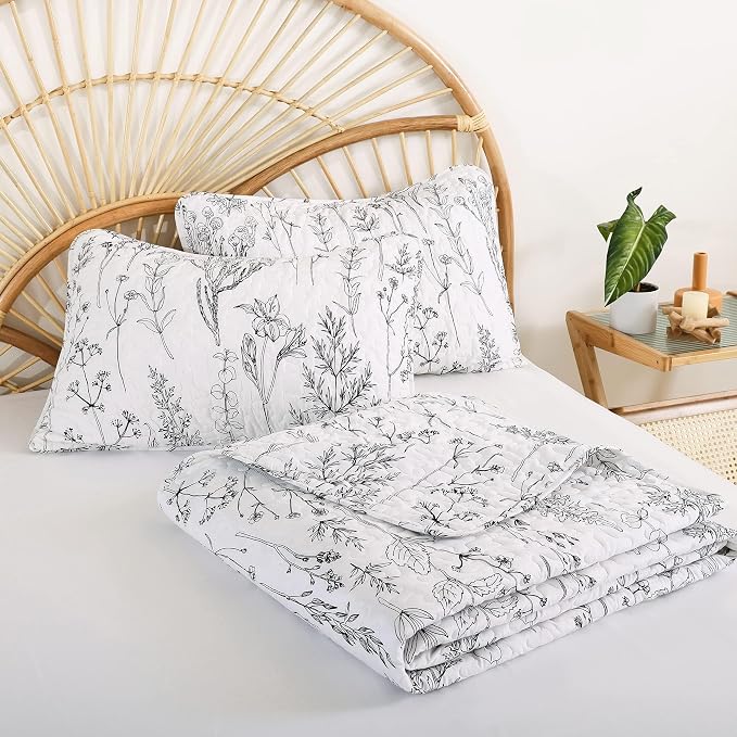 JANZAA Quilt King Size White Quilt Bed Spread Boho Quilt - Image 9