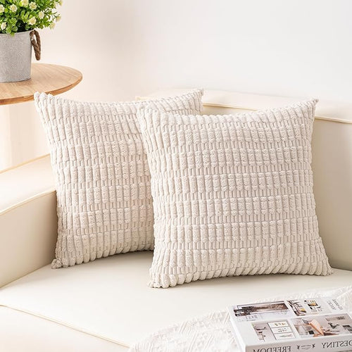 Aegero Pack of 2 Corduroy Decorative Throw Pillow Covers 16x16 Inch Soft by Unknown