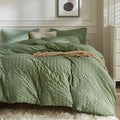 JELLYMONI Dark Green Duvet Cover Full Size, Soft Breathable Seersucker Duvet by JELLYMONI