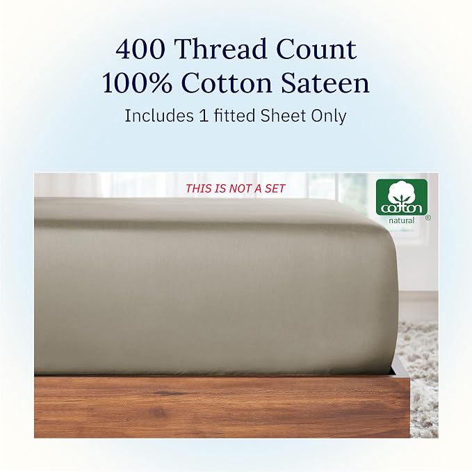 California Design Den Fitted Sheet King Size, Deep Pocket Soft 400 Thread Count - Image 3