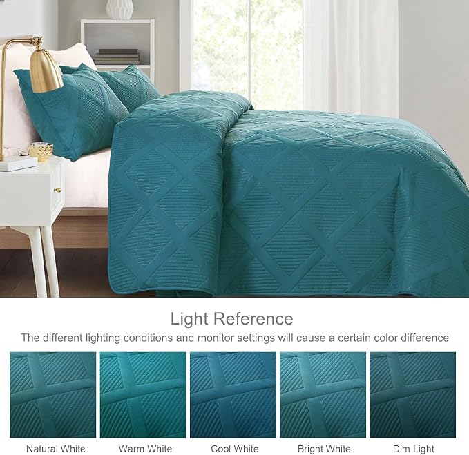 Exclusivo Mezcla King Quilt Set- Teal Quilts Bedding Set - Image 3