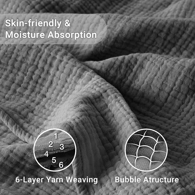 100% Cotton Muslin Blanket Queen 90" x 90", Breathable and Lightweight Cotton - Image 4