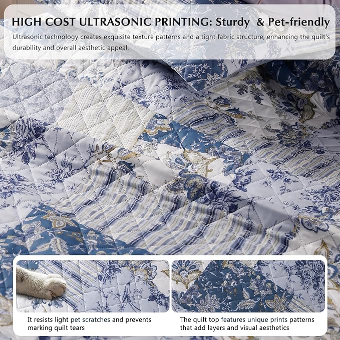 GOONE XL Queen Quilt Set 90"x96", Lightweight Spring & Summer Farmhouse - Image 7