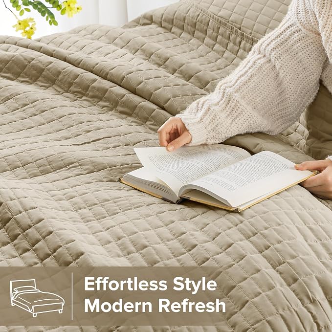 Comfort Spaces Queen Quilt Set Modern Reversible Plaid Coverlet Queen Bedding - Image 3