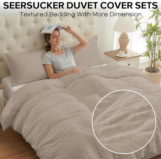 Cozyide Linen Duvet Cover King Size, 3 Pieces Bedding Duvet Covers, Soft - Image 2