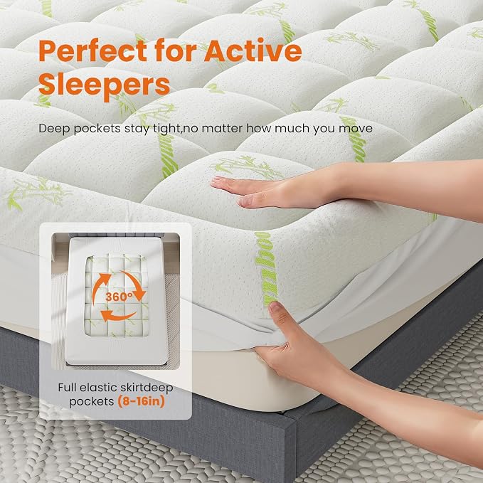 DUMOS Twin Size Ultra Soft Mattress Topper, Viscose Derived from Bamboo - Image 4