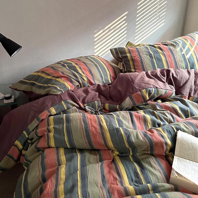 mixinni Vintage Striped Duvet Cover Set Twin XL Size - Image 5