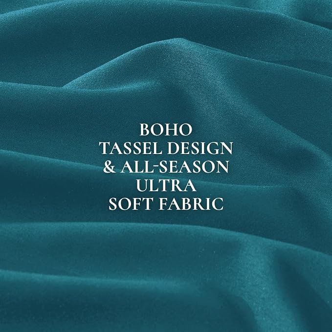 Andency Turquoise Comforter Set Queen, 3 Pieces Boho Teal Tassel Lightweight - Image 9