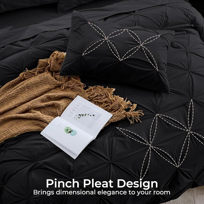Sasttie Twin XL Comforter Set, 5-Piece Bed in a Bag, Pintuck Bedding Sets - Image 4