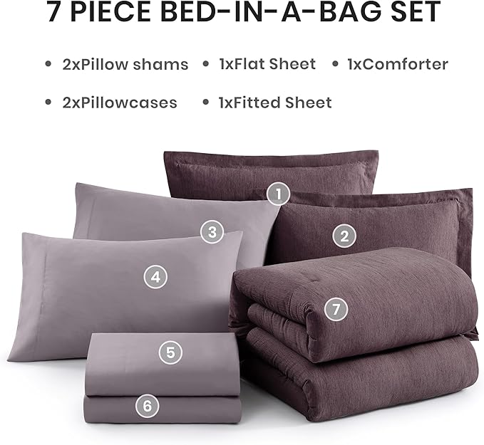 Monbix Full Size Comforter Set, Italian Plum Bedding Comforter - Image 7