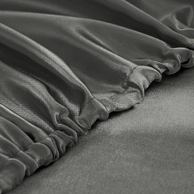 Homiest Dark Grey Satin Fitted Sheet King Size, Deep Pocket, Luxury & Ultra - Image 4