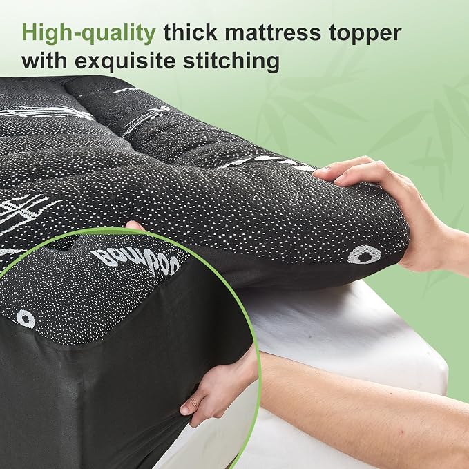 Twin XL Size Mattress Topper Viscose Derived from Bamboo, Soft Thick Pillow Top - Image 5