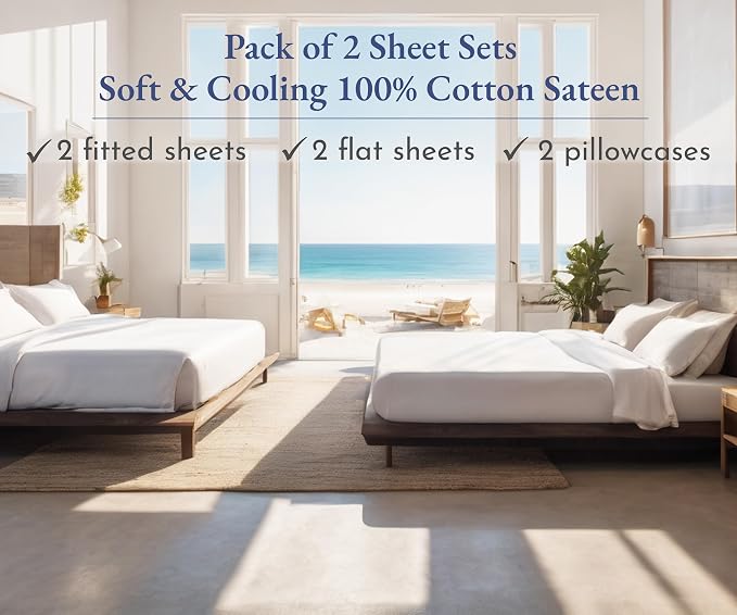 California Design Den 100% Cotton 2-Pack Extra Long Twin Sheets, Soft & Durable - Image 4