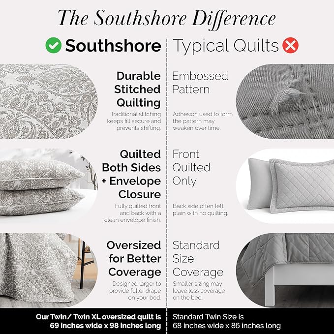 Southshore Fine Living, Inc. Quilt Comforter, Twin XL Dorm Bedding Set - Image 4