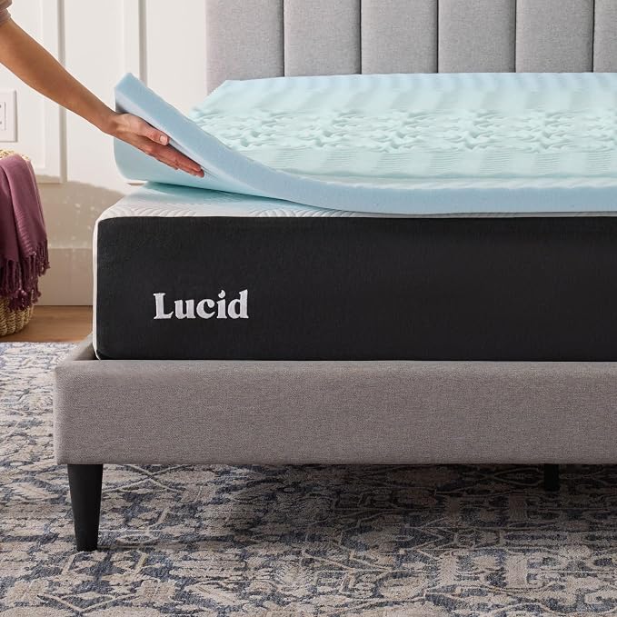 LUCID 2 Inch Gel Memory Foam Mattress Topper, California King size – 5 Zones – - Image 6