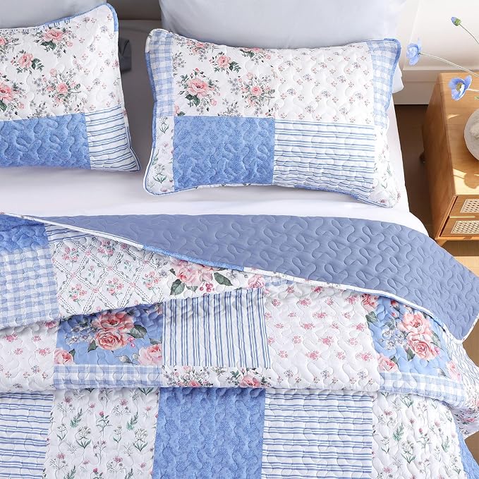 YIKUSH Quilt Sets Twin Size Floral Quilt Set 2 Pieces Bedding Set Bedspreads - Image 3