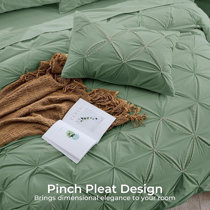 Sasttie California King Comforter Set, 7-Piece Bed in a Bag Cal King, Pintuck - Image 4