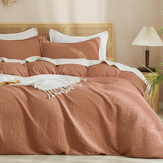 PHF Waffle Duvet Cover Set California King, No Snagging Ultra Soft Luxury by PHF