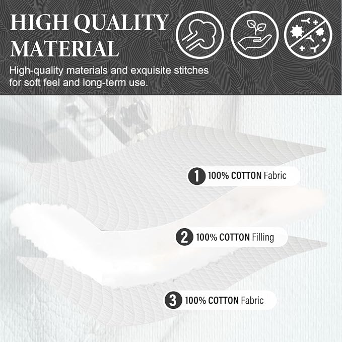 SahSahCasa Quilt Set Queen Size, 100% Cotton Quilt Bedding Set Bedspread - Image 5