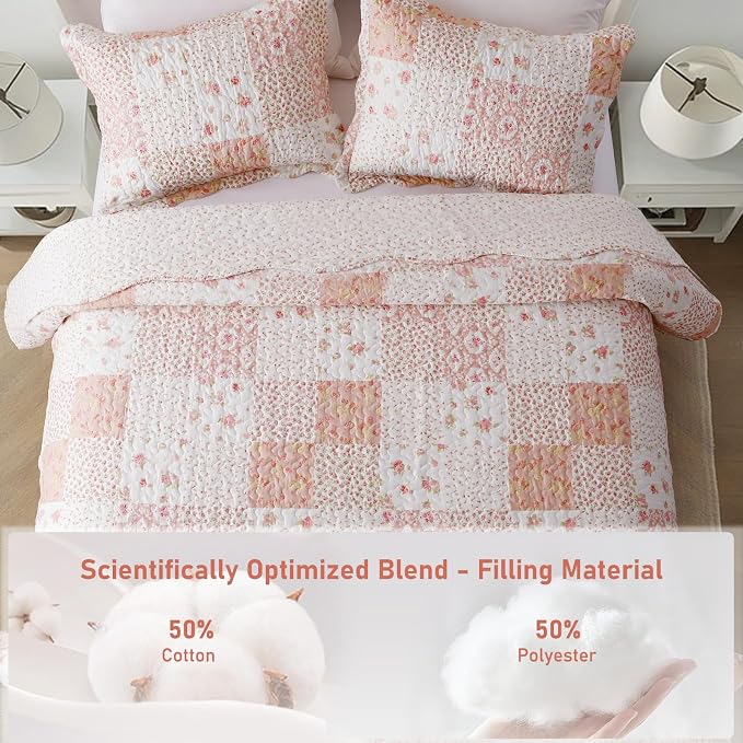 GOONE King Quilt Set 104"x90", 50% Cotton Blend Lightweight Washed Coverlet - Image 2