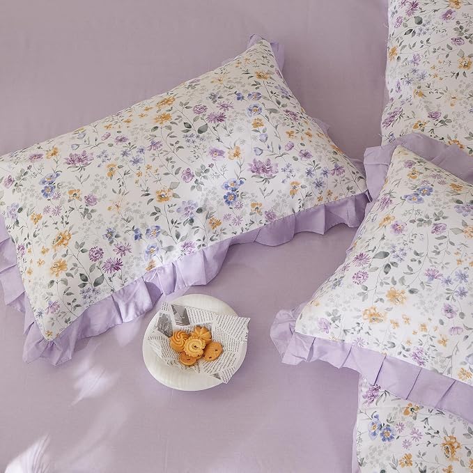 mixinni Floral Duvet Cover Set Queen Size, 100% Cotton 3-Piece Bedding Set - Image 6