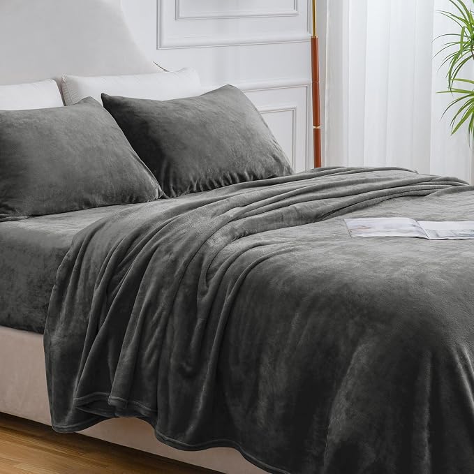 BEDELITE Flannel Sheets Twin Size Dark Gray - Image 9