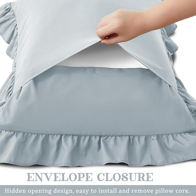KKJIAF Ruffle Pillow Cases Standard Size Set of 2, Ruffled Pillow Covers - Image 5