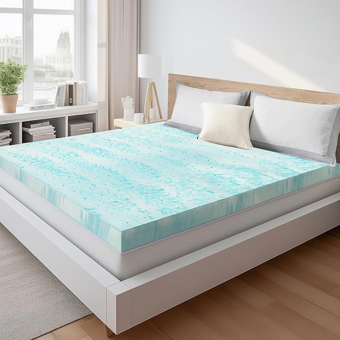 Sweetcrispy Mattress Topper King, 4 Inch Thick Memory Foam Gel Infused Cooling by Sweetcrispy
