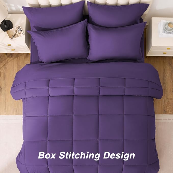 Love's cabin California King Comforter Set Dark Purple, 7 Pieces California - Image 4