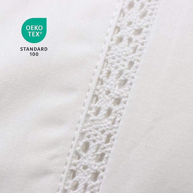 White Lace Pillowcases Standard Size Set of 2, 100% Cotton White Eyelet Pillow - Image 3