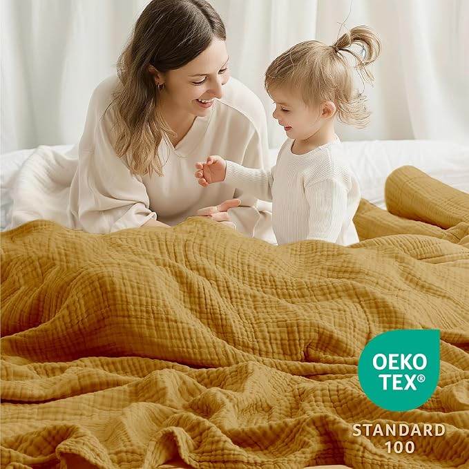 100% Cotton Muslin Blanket Large 50"x 70", 6 Layers Breathable and Lightweight - Image 4