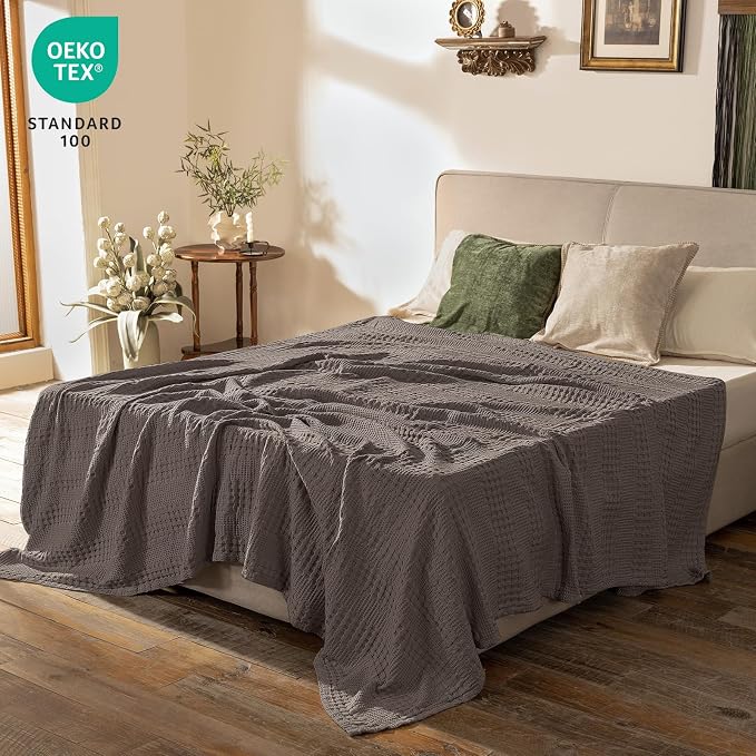PHF Cooling Waffle Blanket King Size, Lightweight 60% Rayon from Bamboo & 40% - Image 3