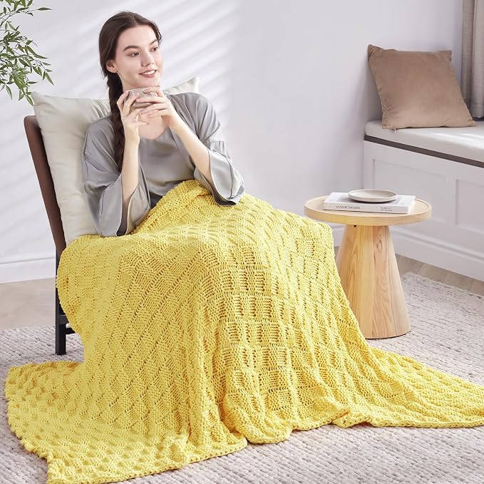 Knitted Weighted Blanket for Adult, No Beads Heavy Blanket 50” x 60'' 10lbs - Image 7